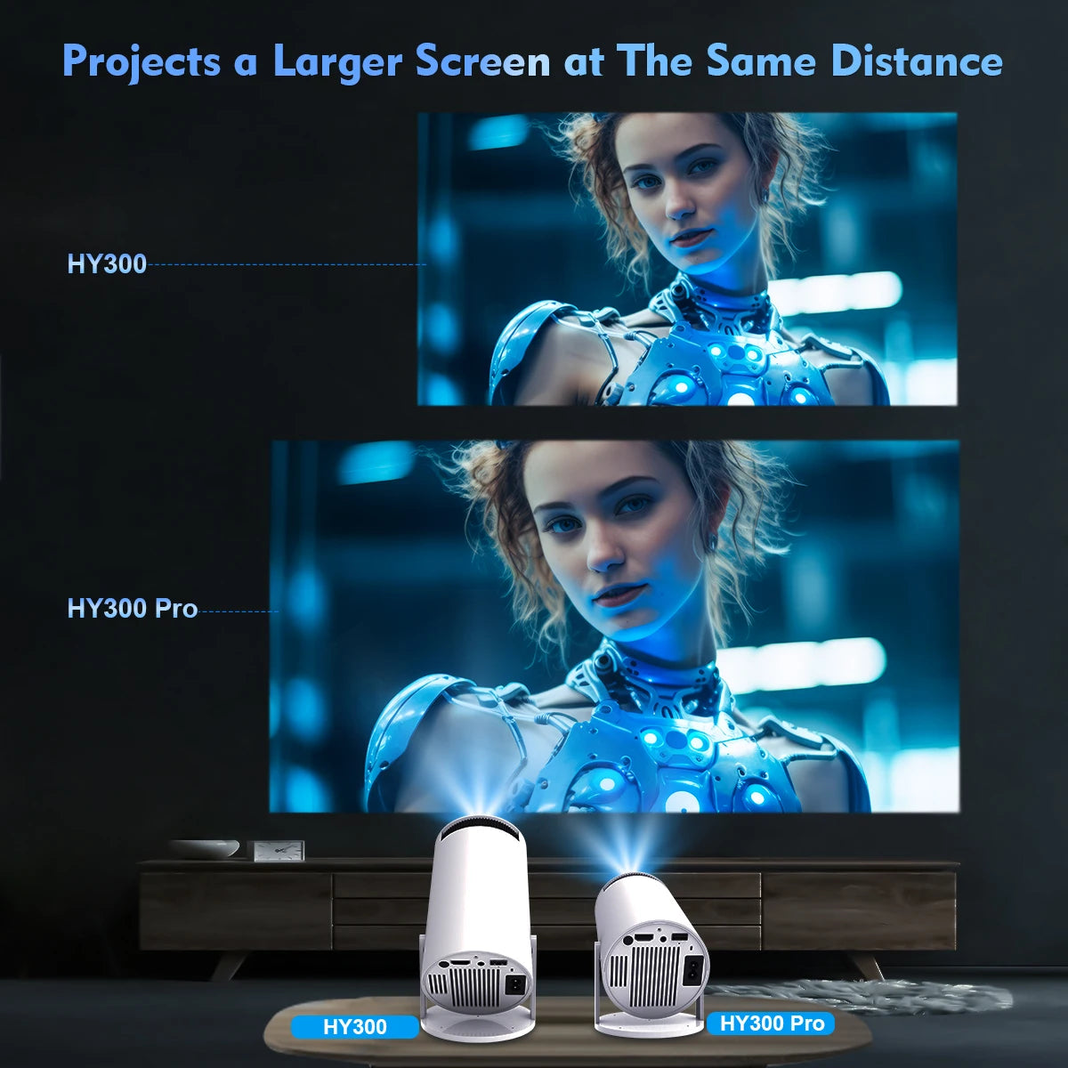 HY300 Pro 4K Projector - Android 11, Dual Wifi6, 260 ANSI, Bluetooth 5.0, Ultimate Home & Outdoor Cinema Experience